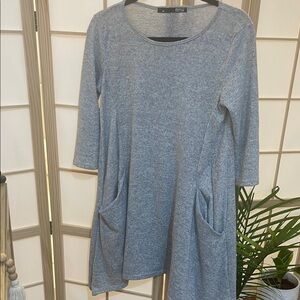 Rebel Sugar Light Grey Casual Dress 3/4 Sleeve Crew Neck